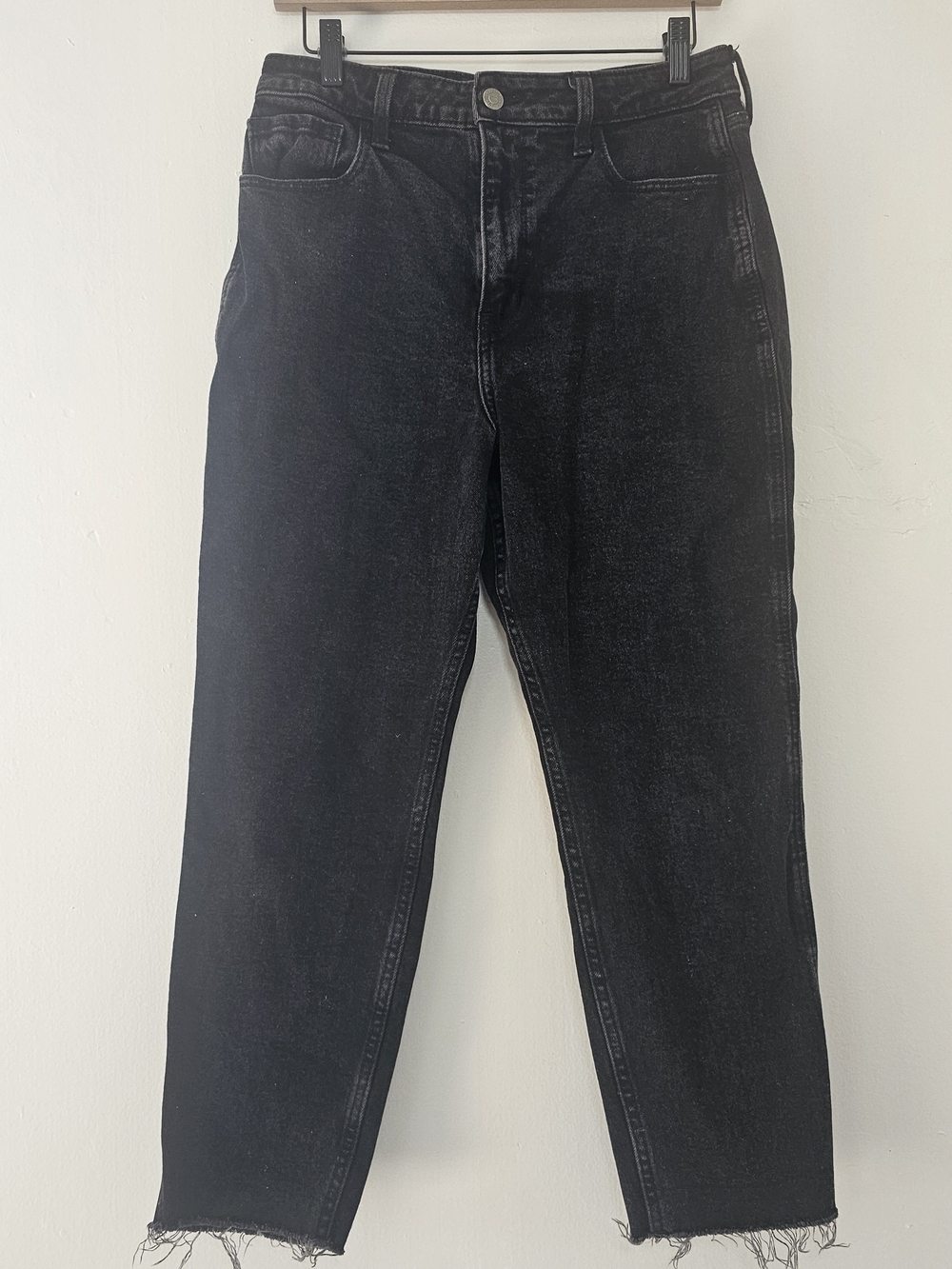 Hollister Women's Distressed Black Ultra High Rise Mom Jeans